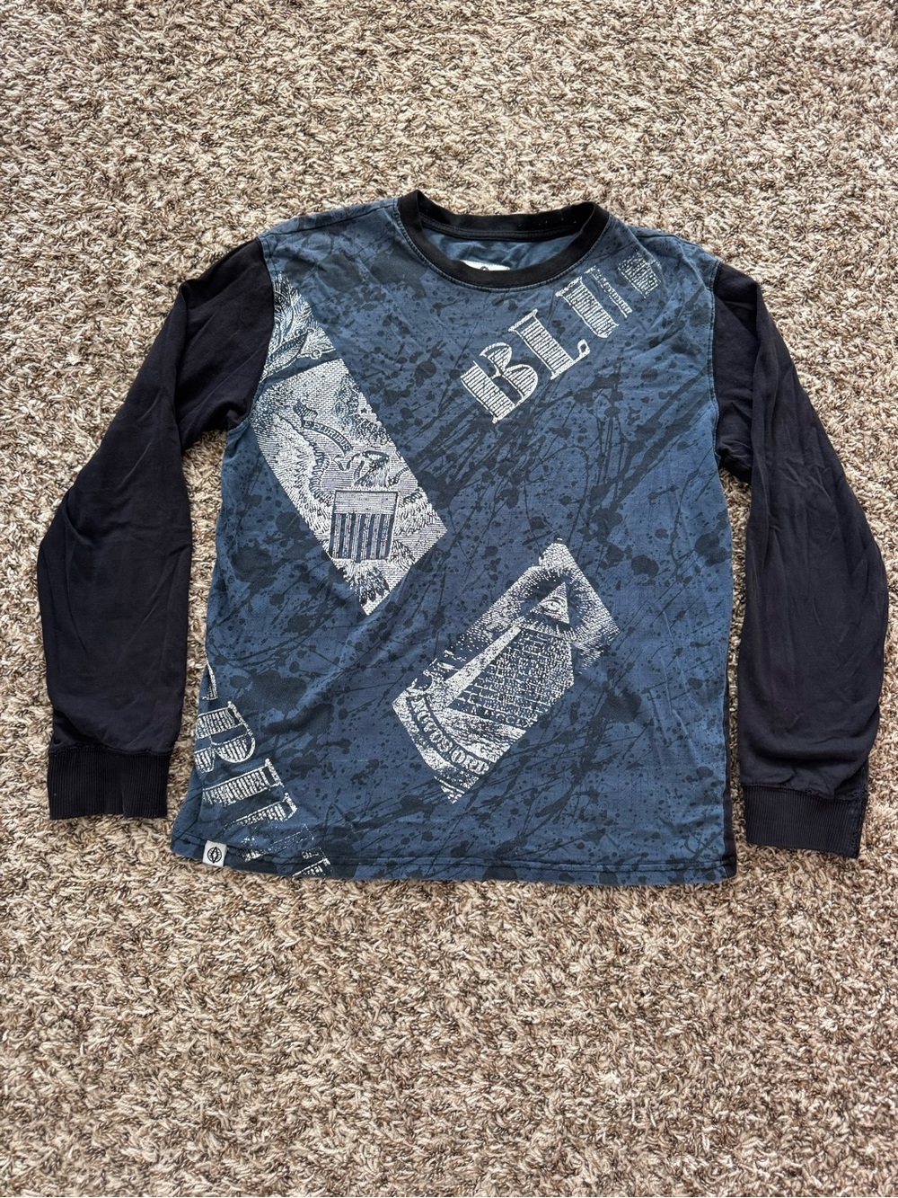 Y2k Blue Graphic Long-Sleeve Shirt